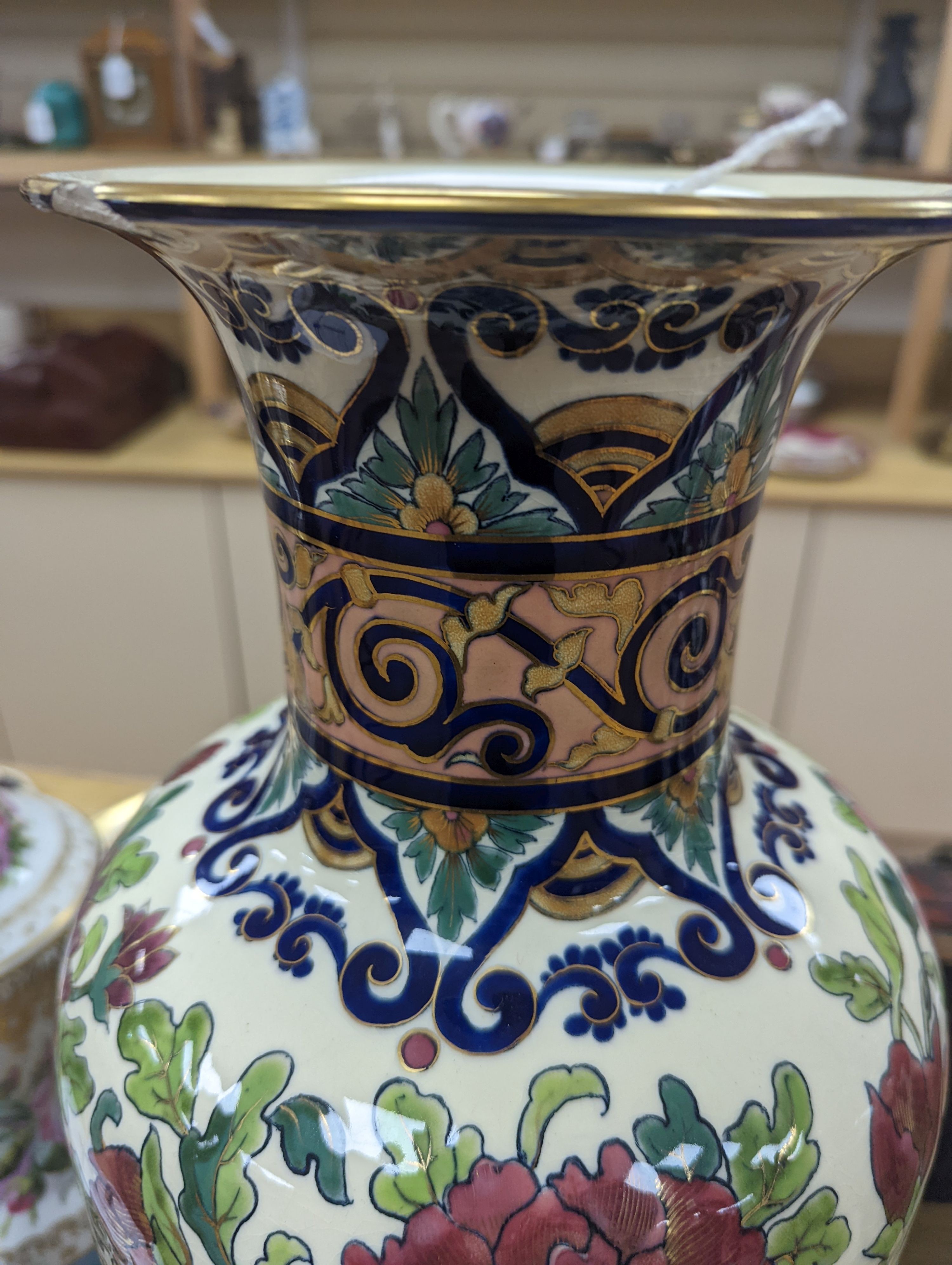 A large pair of Zsolnay Pecs vases - 50.5cm tall